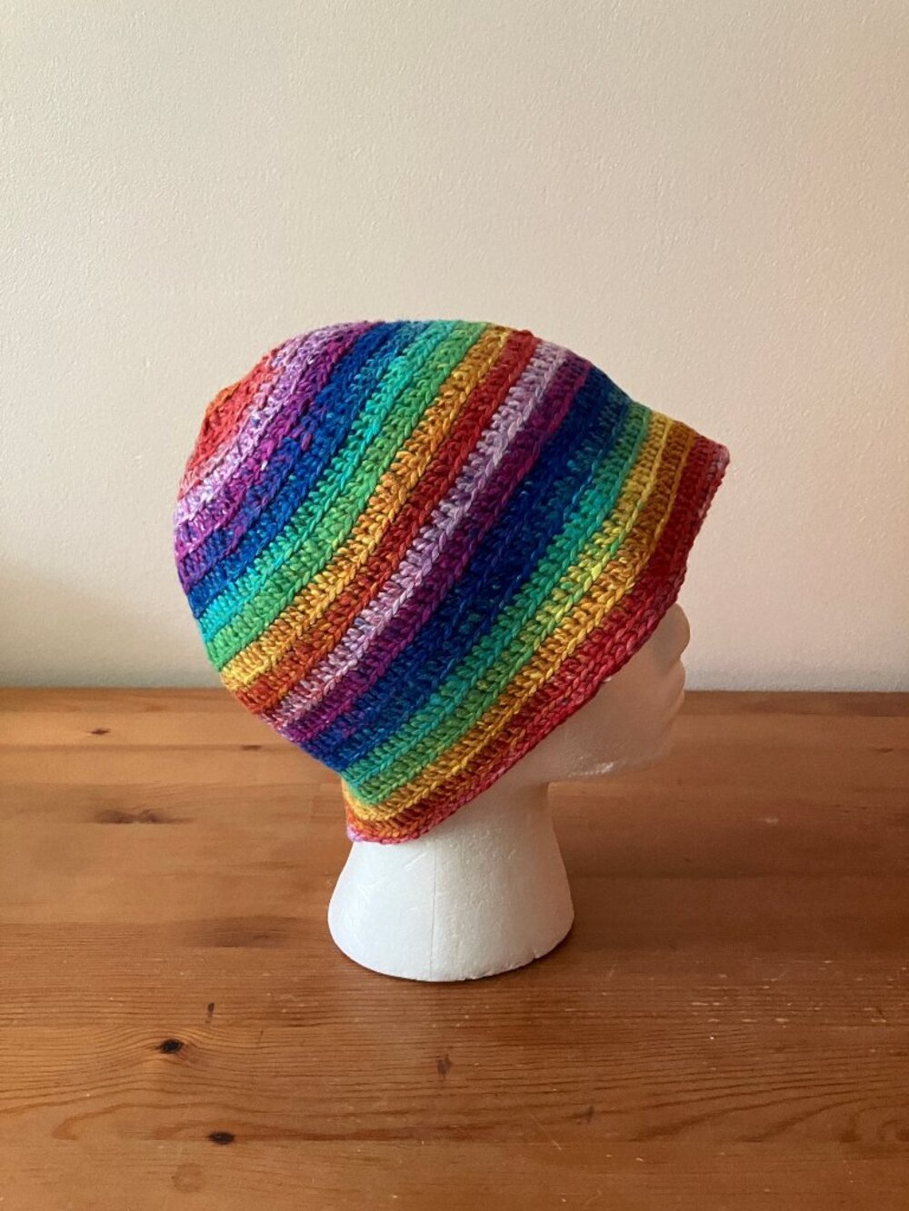 Handmade Hat horizontal rainbow stripes Size 8x24"